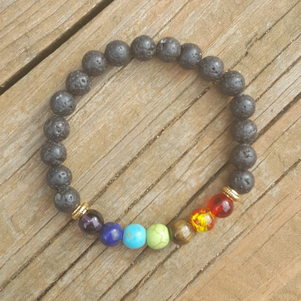 Chakra & Lava Bead Bracelet